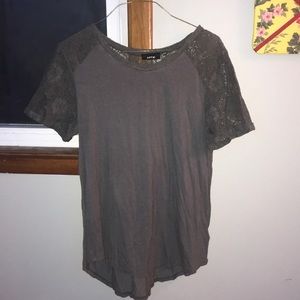 T shirt with lace sleeves and back